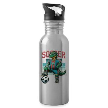 Dino Fußballer – Soccer Squad - Water bottle with straw - silver - Right