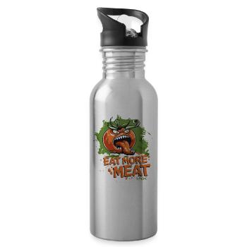 Eating More Meat, Angry Tomato Vegetarian - Water bottle with straw - silver - Right