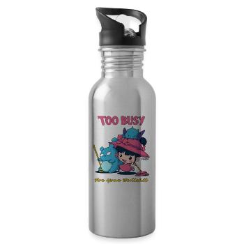 Too busy for your chatter - Water bottle with straw - silver - Right