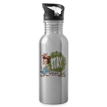 Bleib seltsam, Hausfrau - Trinkflasche mit integriertem Trinkhalm - Lightsilver - Rechts