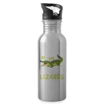 I Love Toothy Lizards Krokodil Alligator für - Trinkflasche mit integriertem Trinkhalm - Lightsilver - Rechts