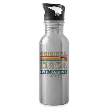 Original Born 1954 Vintage Birthday Gift - Water bottle with straw - silver - Right
