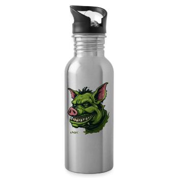 Green Goblin Pig - Water bottle with straw - silver - Right