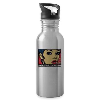 The Incredible, Fantastic Pop Art Woman - Water bottle with straw - silver - Right