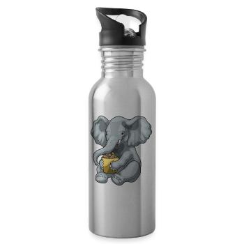 Elephant Peanuts - Water bottle with straw - silver - Right