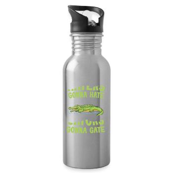 Lustiger Alligator Spruch Krokodil für Krokodil - Trinkflasche mit integriertem Trinkhalm - Lightsilver - Rechts
