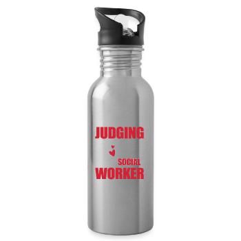 Social Worker I'm Not Judging You Diagnosing - Trinkflasche mit integriertem Trinkhalm - Lightsilver - Rechts