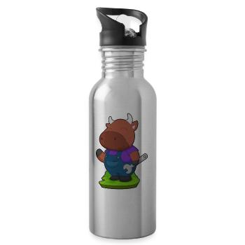 Bull Mechanic Wrench Workshop - Water bottle with straw - silver - Right