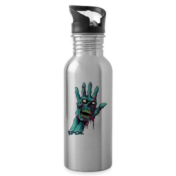 Main de zombie avec tête de mort - Gourde avec paille intégrée - argent clair - Droite