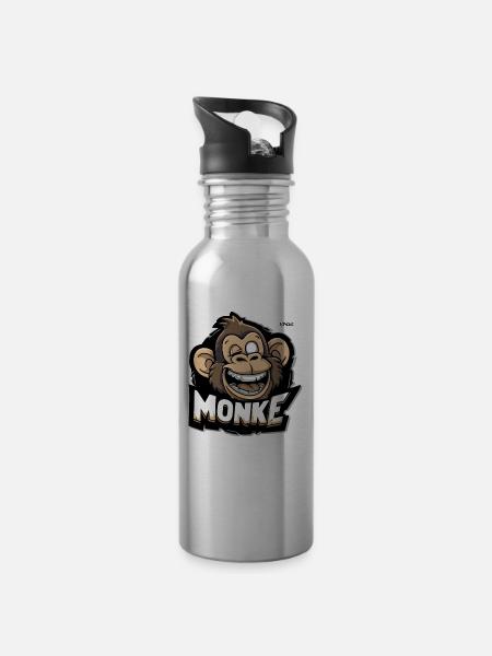 Ein lustiger Affe - Trinkflasche mit integriertem Trinkhalm - Lightsilver