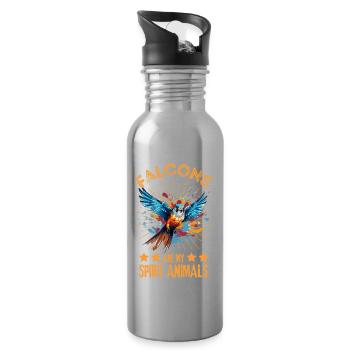 Peinture de faucon colorée, éclaboussures de peinture - Gourde avec paille intégrée - argent clair - Droite