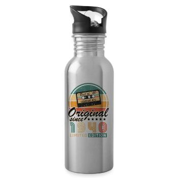 Original 1940 Retro Vintage Jahrgang Geburtstag - Trinkflasche mit integriertem Trinkhalm - Lightsilver - Rechts