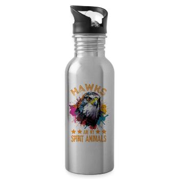 Bunter Falke Farbkleckse Farbspritzer - Trinkflasche mit integriertem Trinkhalm - Lightsilver - Rechts