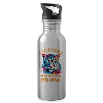 Bunter Schneeleopard farbklecks farbspritzer - Trinkflasche mit integriertem Trinkhalm - Lightsilver - Rechts