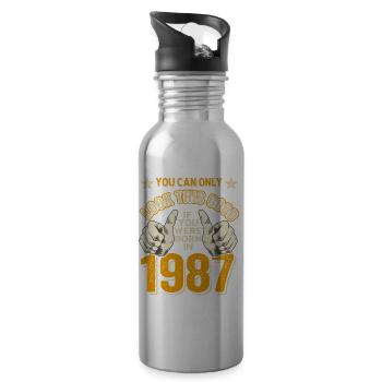 Anniversaire 1987 Né en 1987 né en 1987 - Gourde avec paille intégrée - argent clair - Droite