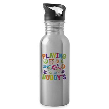 Never Sit In Your Playing Buddy's Lucky - Trinkflasche mit integriertem Trinkhalm - Lightsilver - Rechts
