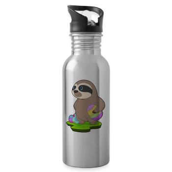 Sloth Easter Easter Eggs - Water bottle with straw - silver - Right