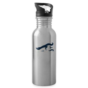 Die berühmte superbe Schnurrbart Fisch - Trinkflasche mit integriertem Trinkhalm - Lightsilver - Rechts