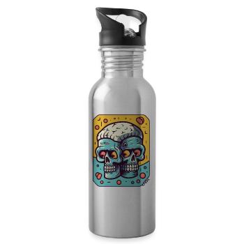 Zombies cérébraux à deux têtes - Gourde avec paille intégrée - argent clair - Droite