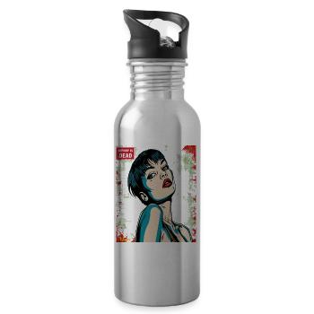Hip Hop Is Dead, Anime Pop Art Cartoon Femme - Gourde avec paille intégrée - argent clair - Droite