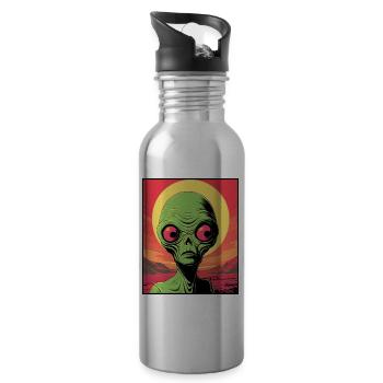 Un petit extraterrestre vert sur Mars - Gourde avec paille intégrée - argent clair - Droite