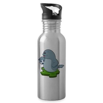Seal Soccer Player Soccer - Water bottle with straw - silver - Right