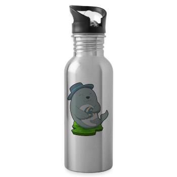 Seal Volleyball Player Volleyball - Water bottle with straw - silver - Right