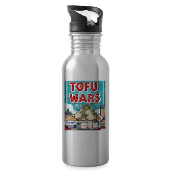 Japanisches Anime-Poster: Küchen Kampf des Tofu - Trinkflasche mit integriertem Trinkhalm - Lightsilver - Rechts