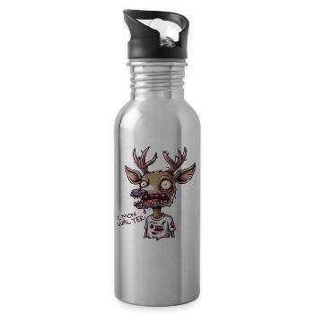 Ein völlig kaputtes Rentier bittet Walter um mehr - Trinkflasche mit integriertem Trinkhalm - Lightsilver - Rechts