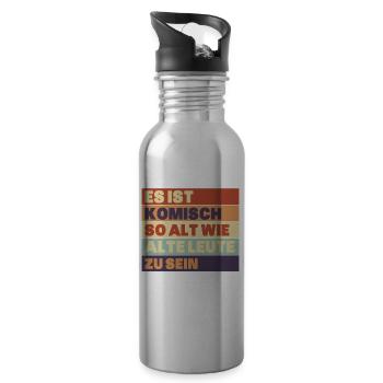 Es ist komisch so alt wie alte leute zu sein - Trinkflasche mit integriertem Trinkhalm - Lightsilver - Rechts