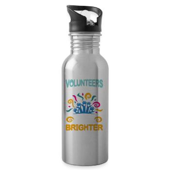 Volunteers Makes Each Day Brighter - Trinkflasche mit integriertem Trinkhalm - Lightsilver - Rechts