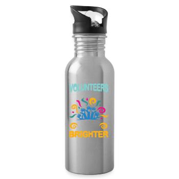 Volunteers Makes Each Day Brighter - Trinkflasche mit integriertem Trinkhalm - Lightsilver - Rechts