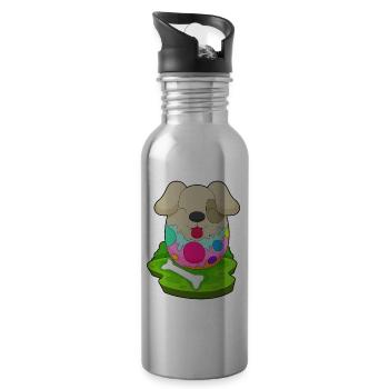 Dog Easter Easter Egg - Water bottle with straw - silver - Right