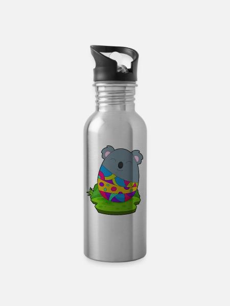 Koala Ostern Osterei - Trinkflasche mit integriertem Trinkhalm - Lightsilver
