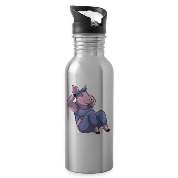 Pig Abdominal Workout Bodybuilding - Water bottle with straw - silver - Right
