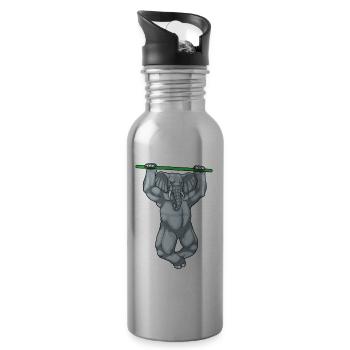 Elephant Bodybuilder Pull-Ups Musculation - Gourde avec paille intégrée - argent clair - Droite