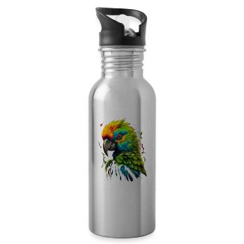 Ara Papagei für einen Vogelliebhaber - Trinkflasche mit integriertem Trinkhalm - Lightsilver - Rechts