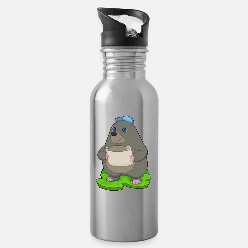 Maulwurf Wanderer Landkarte - Trinkflasche mit integriertem Trinkhalm - Lightsilver