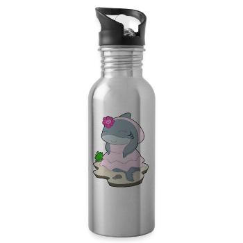 Shark Bridal Veil Wedding - Water bottle with straw - silver - Right