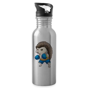 Igel Boxer Boxhandschuhe Boxen - Trinkflasche mit integriertem Trinkhalm - Lightsilver - Rechts