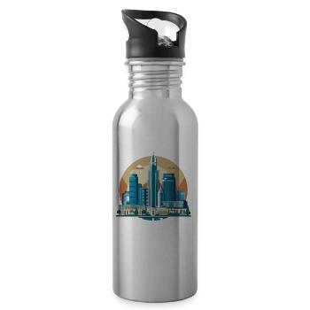 Atlanta Skyline Sonnenuntergang Stadtbild - Trinkflasche mit integriertem Trinkhalm - Lightsilver - Rechts
