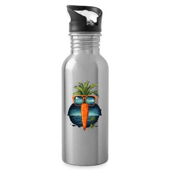 Funky Karotte mit Sonnenbrille Strandgemüse - Trinkflasche mit integriertem Trinkhalm - Lightsilver - Rechts