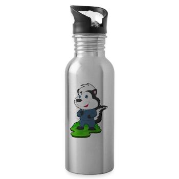 Skunk Groom Suit Wedding - Water bottle with straw - silver - Right