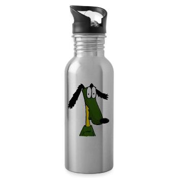 Der lustigste Cartoon-Hund aller Zeiten - Trinkflasche mit integriertem Trinkhalm - Lightsilver - Rechts