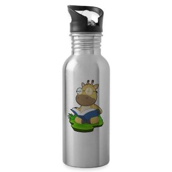 Giraffe Nerd Book Glasses - Water bottle with straw - silver - Right