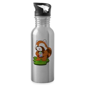 Red Panda Easter Easter Egg - Water bottle with straw - silver - Right