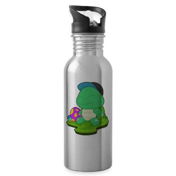 Oeufs de Pâques de Pâques tortue - Gourde avec paille intégrée - argent clair - Droite