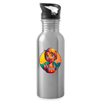 Traditionelle Dirndl Maid - Trinkflasche mit integriertem Trinkhalm - Lightsilver - Rechts