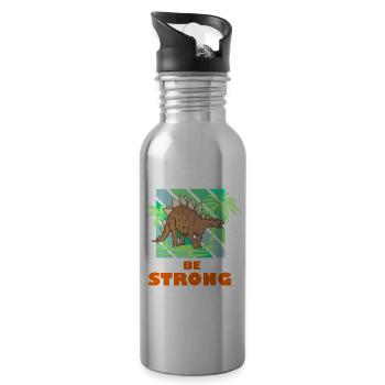 Sei stark Dino Stegosaurus Jungs Cool Dinosaurier - Trinkflasche mit integriertem Trinkhalm - Lightsilver - Rechts