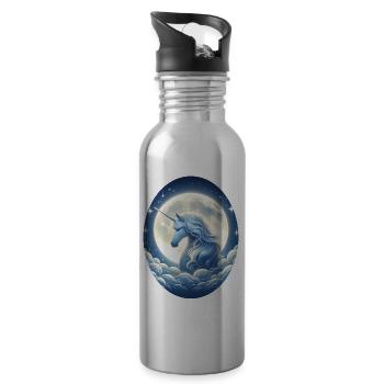 Fantasy Unicorn Horse Fans Unicorn Lovers - Water bottle with straw - silver - Right